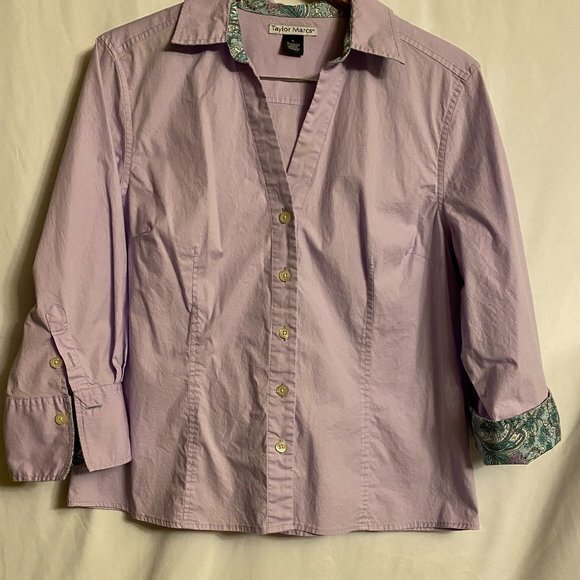 Lilac Taylor Marcs Womens XL Blouse Top Shirt - Picture 2 of 8